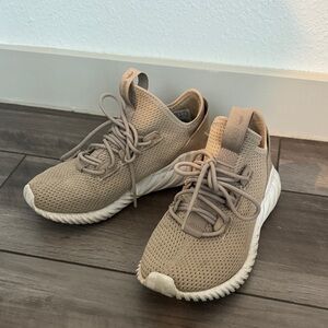 adidas Knit Casual Sneakers in Taupe and White